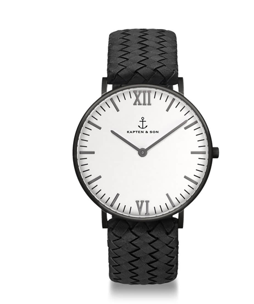 国産最新品 腕時計 WOVEN LEATHER ZOZOTOWN PayPayモール店 - 通販 - PayPayモール ブラック 36mm ホワイト レザーバンド 定番得価