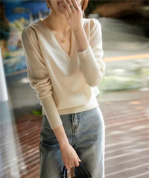 アイボリー Vネック ニット セーター Elisabetta Franchi ニット セーター Vネック ニットトップス レディース : ZOZOTOWN Yahoo