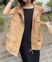 RISLEY フード付き ベスト リズレー ミリタリー レディース夏服 RISLEY ブラック フード付きジャケット リズレー レディース夏物