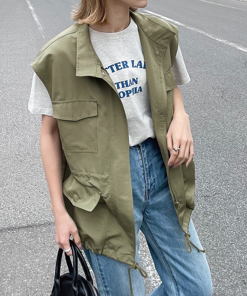 MACHATT ベージュ　ジレ　ベスト ベスト ジレ ミリタリーベスト レディース : ZOZOTOWN Yahoo!店