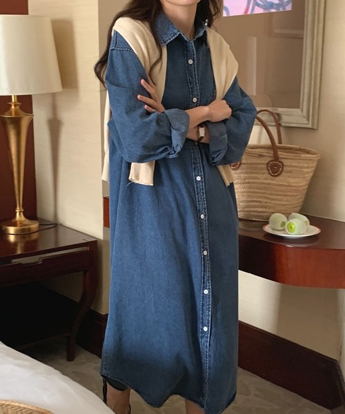 デイリーにも○ デニム シャツ ワンピース DAY CLOSET シャツワンピース 「ドラマ衣装提供」レディース