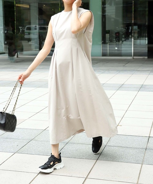 Lisette ノースリーブワンピース 黒 Jines ワンピース グログランタックノースリ : ZOZOTOWN Yahoo