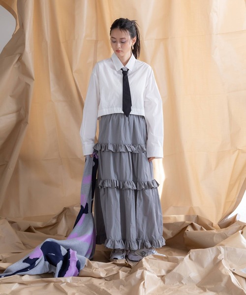 bohmal（ボマール） ブラウス シャツ ネクタイ付きドロストデザイン