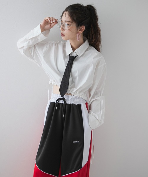 bohmal（ボマール） ブラウス シャツ ネクタイ付きドロストデザイン