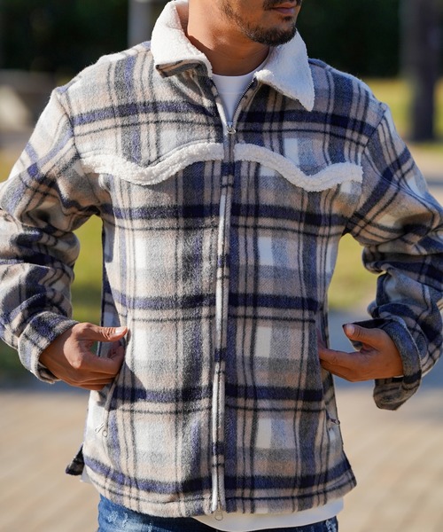 【美品】ドゥーズエムクラス　チェック　ジップアップ　ジャケット　ブルゾン BEAMS（ビームス） ブルゾン アウター チェック ジップ ブルゾン