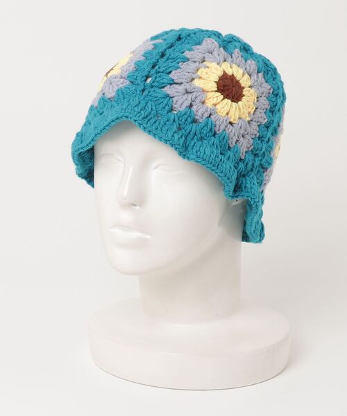 ニット帽 ニットキャップ 「HIKA」花柄カギ編みニットHAT レディース