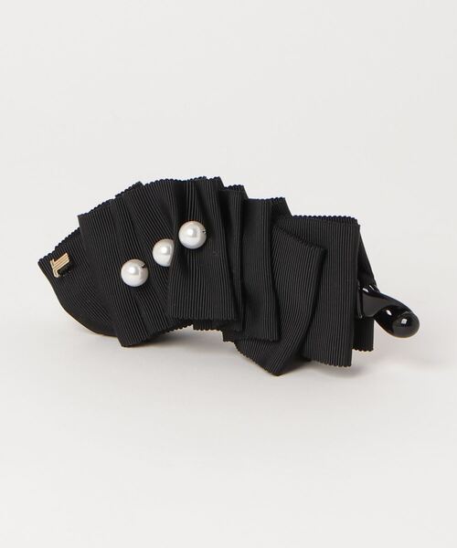 LANVIN en Bleu ヘアクリップ パール付グログランリボンバナナクリップ
