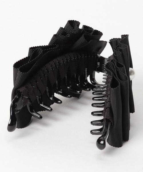 LANVIN en Bleu ヘアクリップ パール付グログランリボンバナナクリップ