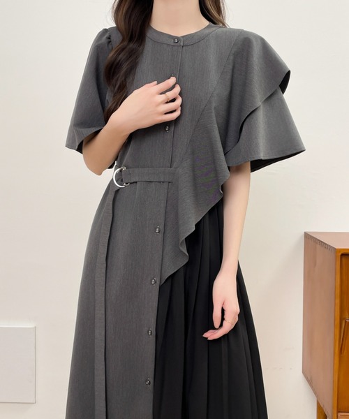 ABITOKYO（アビトーキョー） ワンピース 半袖 アシメフリル異素材