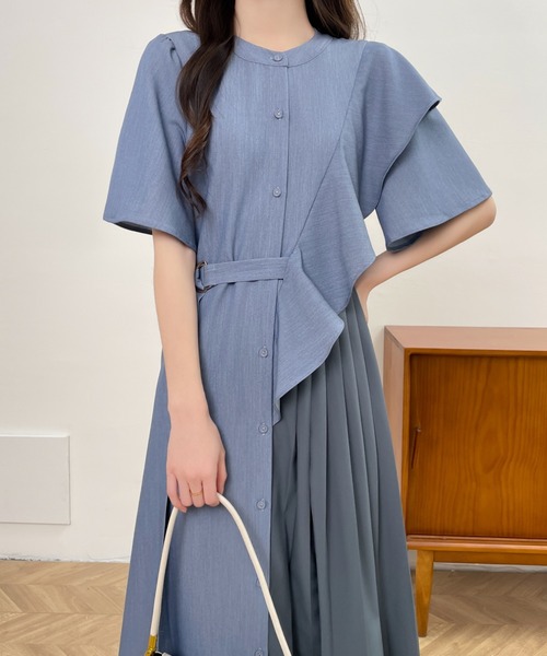 ABITOKYO（アビトーキョー） ワンピース 半袖 アシメフリル異素材