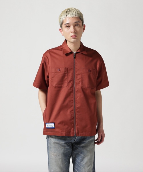 AVIREX シャツ 「WEB＆DEPOT限定」S/S ZIP UP WORK SHIRT