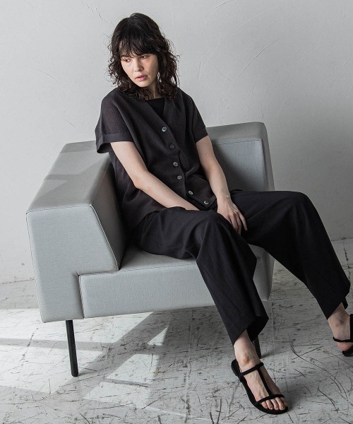 la.f ベスト ジレ 片畦サマーニットジレ「手洗い可能/防しわ