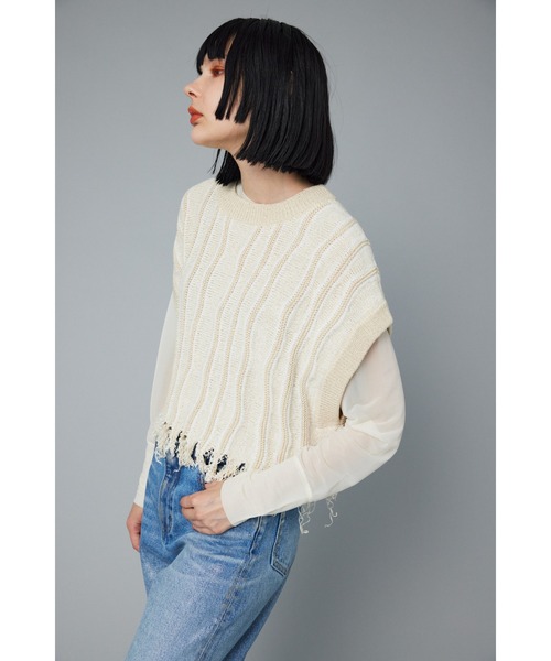 HeRIN.CYE ベスト ジレ Wave stitch knit tops ウェーブステッチ