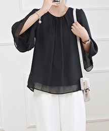 Lace Ladies ブラウス シャツ フロントタック シアー 7分袖