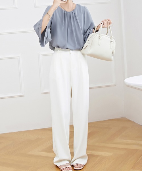 シャツ/ブラウス(長袖/七分) ARKET  Embroidered Wide Collar Blouse Lace Ladies（レースレディース） ブラウス シャツ フロントタック