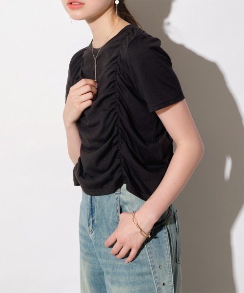 tシャツ クロップドニットジレ レディース tシャツ クロップド丈ドロストTシャツ レディース : ZOZOTOWN