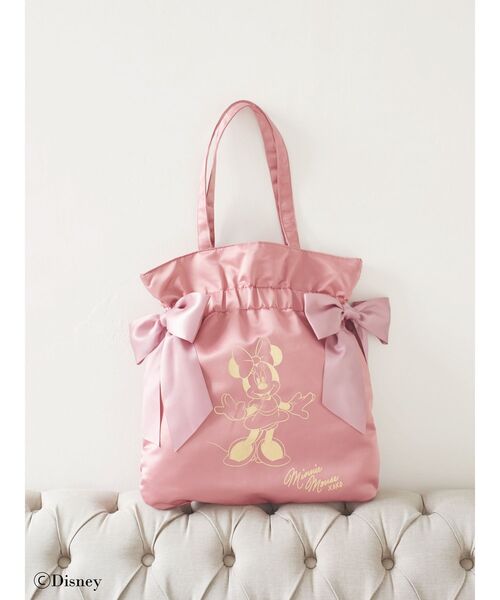 メゾンドフルール　ミニーマウス　トートバッグ　ピンク Maison de FLEUR トートバッグ Minnie Mouse/ダブルリボントート