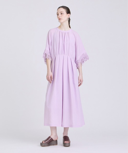 HOUSE OF LOTUS ワンピース レーヨンリネンブレンドフリンジワンピース 