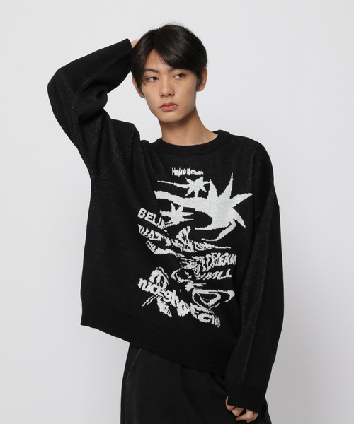 ニット セーター 「UNISEX」niceghostclub／トルネードロゴ ニット レディース メンズ NICE GHOST CLUB ニット セーター 「UNISEX」niceghostclub
