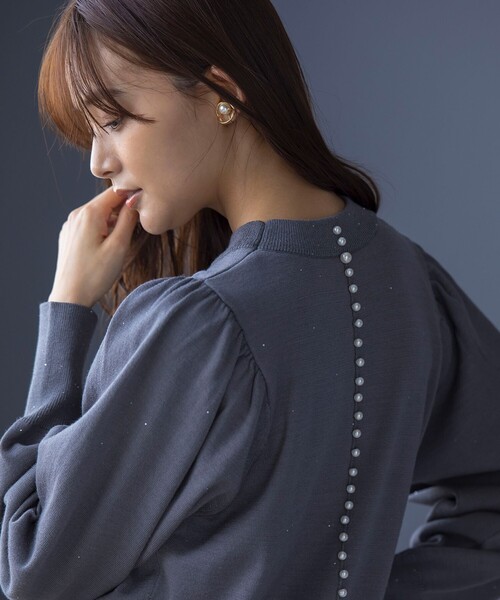 ニット セーター ELENAスパンコールバックパール ニット レディース 組曲 ニット セーター ELENAスパンコールバックパール