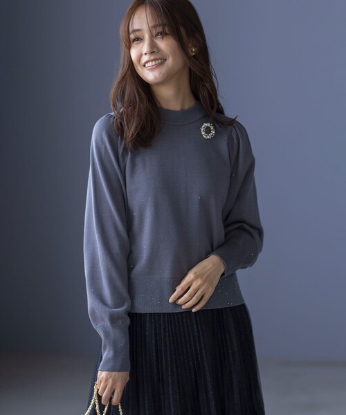 ニット セーター ELENAスパンコールバックパール ニット レディース 組曲 ニット セーター ELENAスパンコールバックパール