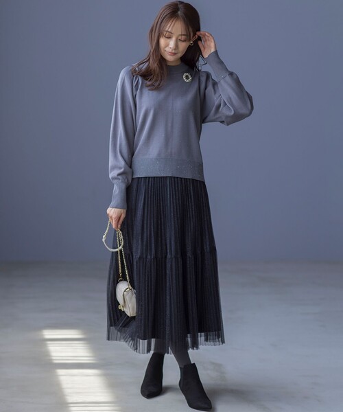 ニット セーター ELENAスパンコールバックパール ニット レディース 組曲 ニット セーター ELENAスパンコールバックパール