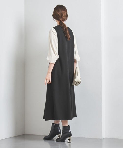 UNITED ARROWS ワンピース W Vネック ジャージー ロングワンピース 