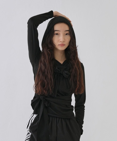tシャツ ストリング デザイン カットソーフーディー レディース