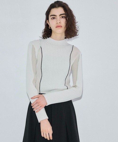 マーク＆ロナ　チェックニットセーター マークアンドロナセーターグレー