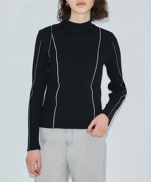 she_tokyoセーター STUDIO SEVEN セーター ニット Double Layer Border Hem Crew Knit