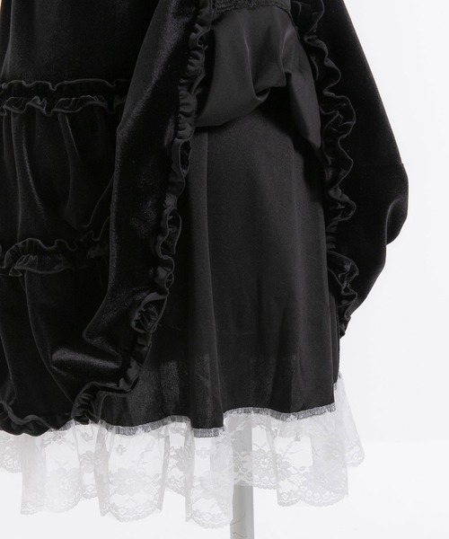 新品★ DearMyLoveRose ベロアヨークレースワンピース ボルドー DearMyLoveRose ワンピース ベロアヨークレースワンピース