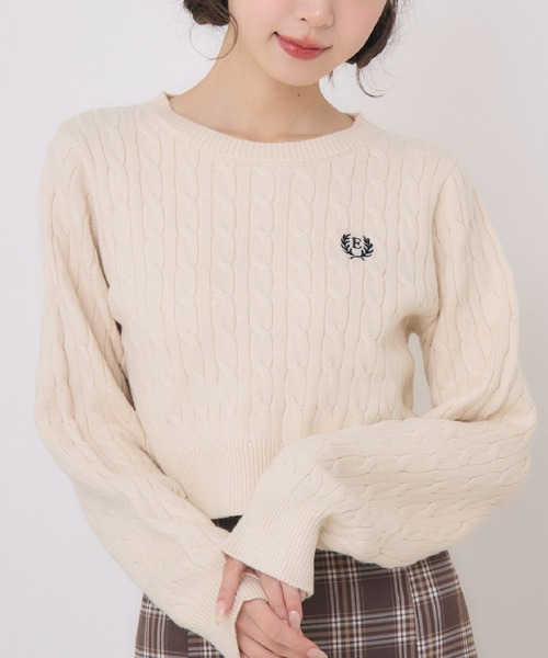 Emsexcite ニット セーター 胸刺繍ケーブルNTPO レディース