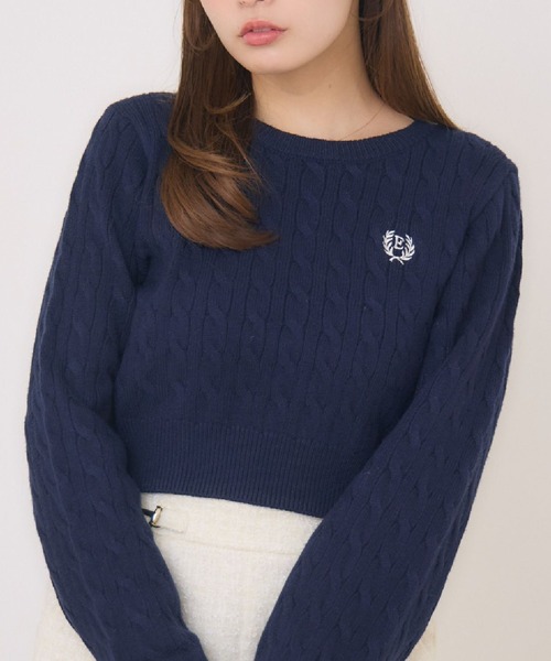 Emsexcite（エムズエキサイト） ニット セーター 胸刺繍ケーブルNTPO