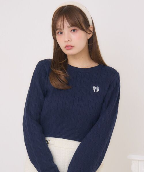Emsexcite（エムズエキサイト） ニット セーター 胸刺繍ケーブルNTPO