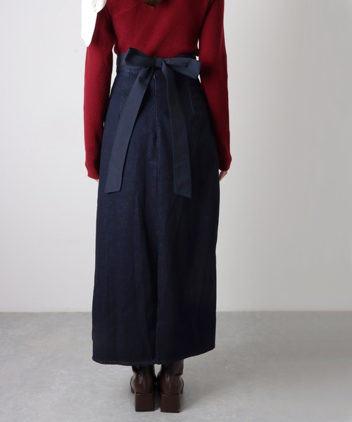 lillilly バックリボンデニムスカート　INDIGO 新品　タグ付き lillilly バックリボンデニムスカート INDIGO 新品 タグ付き