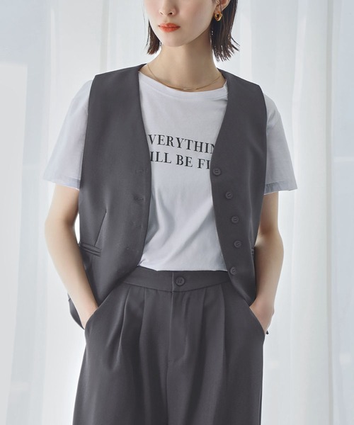 Flolia セットアップ ノースリーブベスト・ワイドパンツ スーツ
