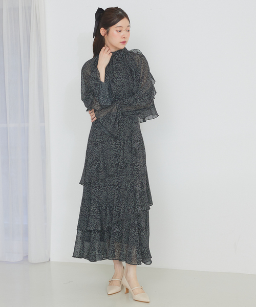 ブラウス シャツ 「セットアップ対応」フリルスリーブシアードットブラウス　春服　オケージョン レディース SELFIST ブラウス シャツ 「セットアップ対応」フリルスリーブ