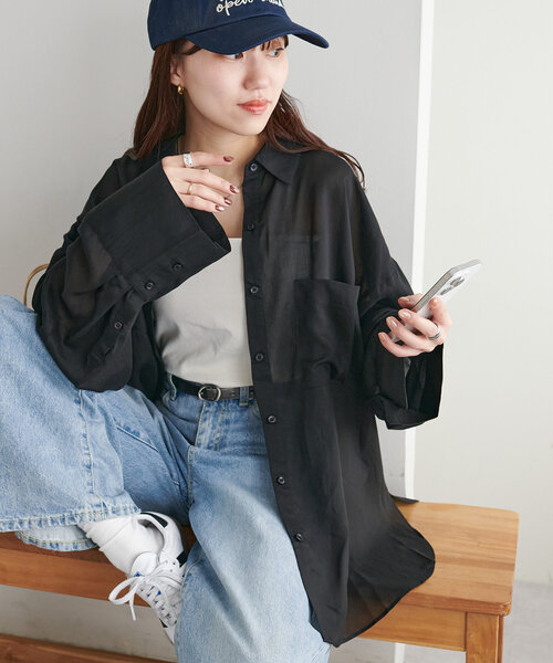 ブラウス シャツ 「WEB限定」テンセルビッグシャツブルゾン レディース Discoat ブラウス シャツ 「WEB限定」テンセルビッグシャツ