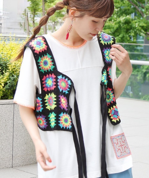 【新品•未使用•タグ付き】チチカカ クロシェ ベスト クロシェ風ベスト / カーディガン・羽織り | エスニック