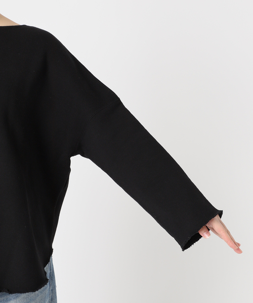 新品【FRAMeWORK】コットンリヨセルボートネックSWEAT ブラック ≪追加≫コットンリヨセルボートネックSWEAT（スウェット