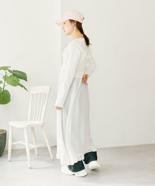 w closet（ダブルクローゼット） ワンピース シアーフリルキャミ