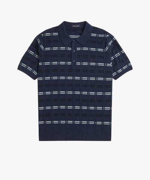 FRED PERRY ポロシャツ Striped Rib Knitted Polo Shirt