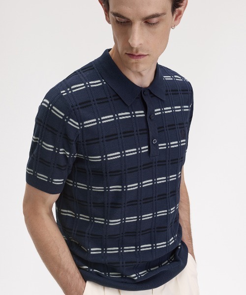 FRED PERRY（フレッドペリー） ポロシャツ 半袖 Striped Rib Knitted