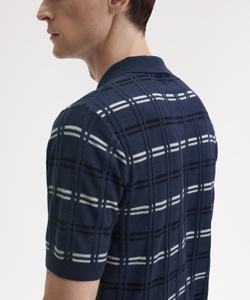 FRED PERRY ポロシャツ Striped Rib Knitted Polo Shirt