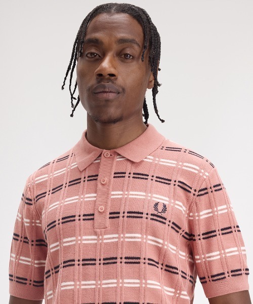 FRED PERRY（フレッドペリー） ポロシャツ Striped Rib Knitted Polo