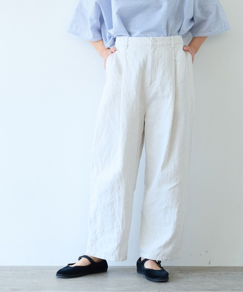 新品タグ付　yuni コットン/リネン デニム テーパードパンツ yuni ジーンズ デニム デニムパンツ コットンリネンデニム