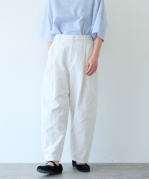 新品タグ付　yuni コットン/リネン デニム テーパードパンツ yuni ジーンズ デニム デニムパンツ コットンリネンデニム