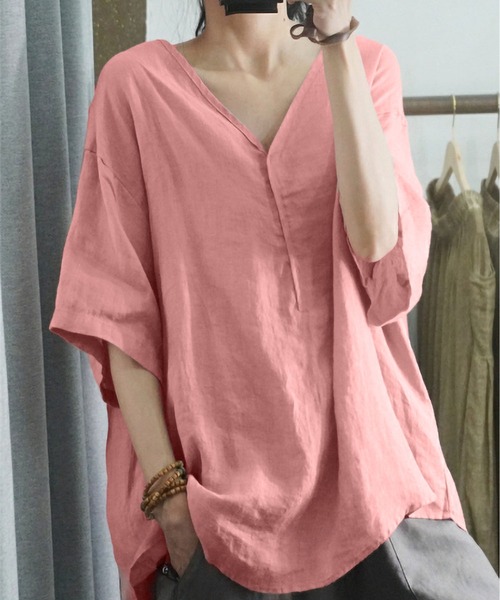 BLANC FICELLE tシャツ Vネック シャツ レディース : ZOZOTOWN
