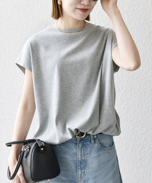 tシャツ SHIPS any:「接触冷感/汗染み防止加工/洗濯機可能」ドロスト フレンチスリーブ TEE レディースの画像