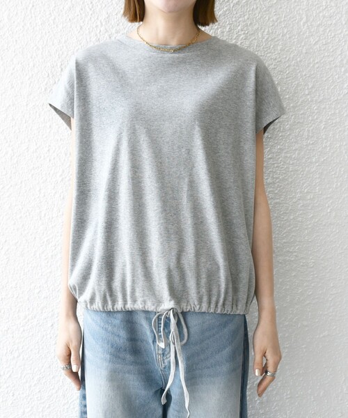tシャツ SHIPS any:「接触冷感/汗染み防止加工/洗濯機可能」ドロスト フレンチスリーブ TEE レディースの画像